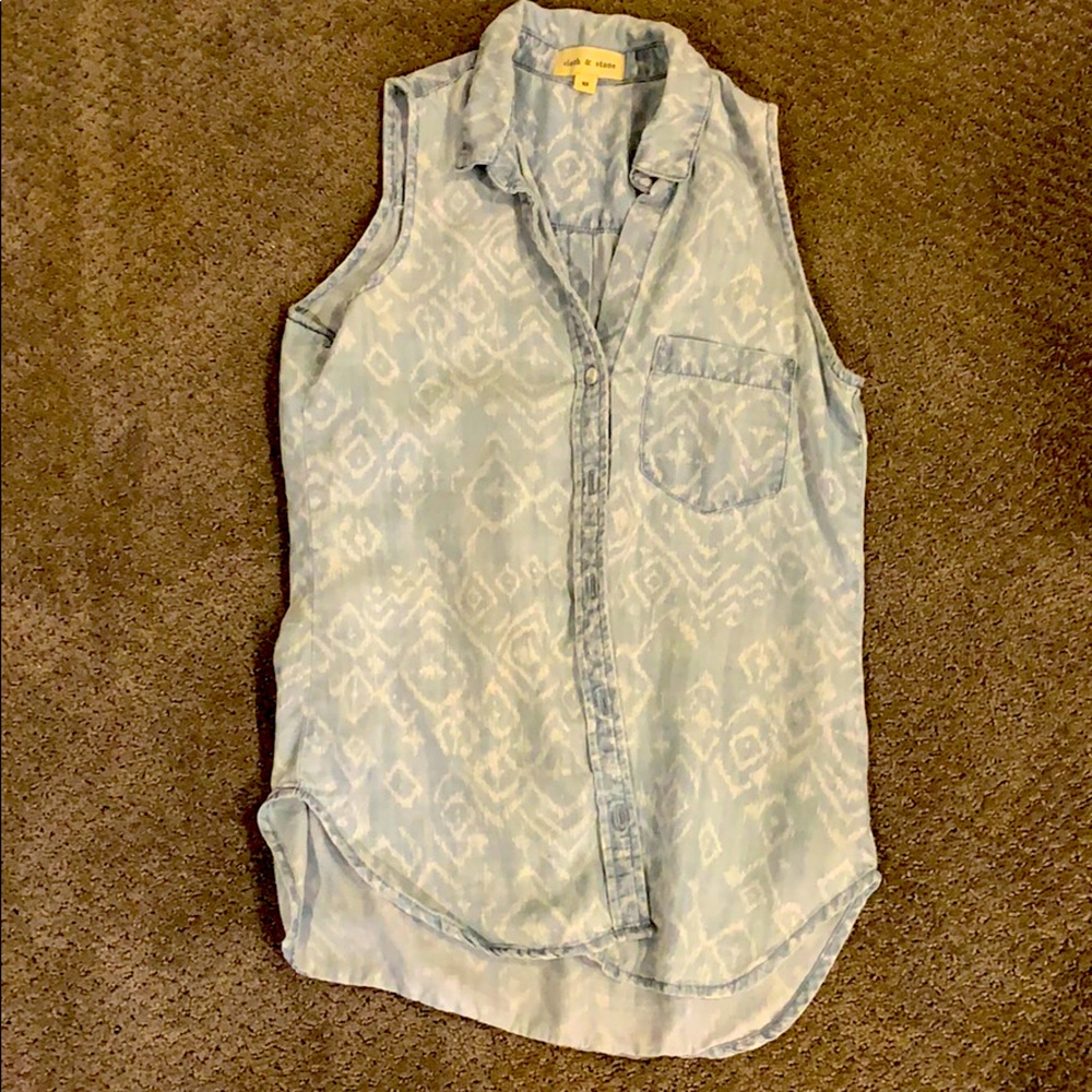 Soft cloth & stone sleeveless jean shirt
